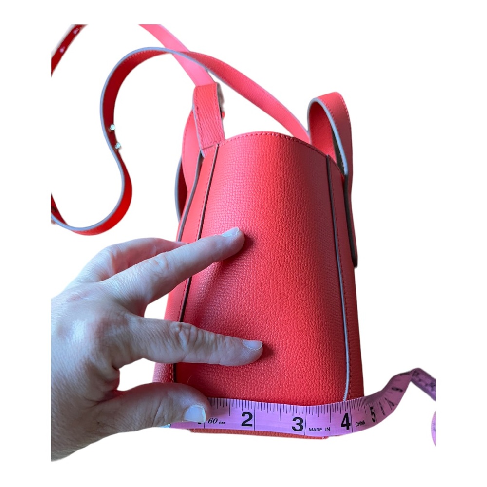 Loeffler Randall Ribbon Mini Leather Shopper Persimmon Red Convertible Crossbody - Picture 14 of 16